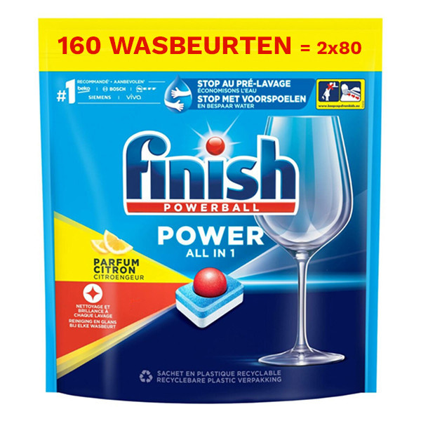 Aanbieding Finish Power All In 1 Vaatwastabletten Lemon 160