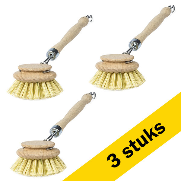 123schoon Aanbieding: 3x afwasborstel hout  SDR00457 - 1