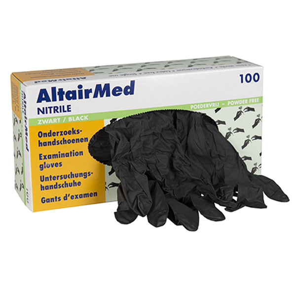 Altairmed Nitril handschoen maat L poedervrij (AltairMed, zwart, 100 stuks)  SME00066 - 1
