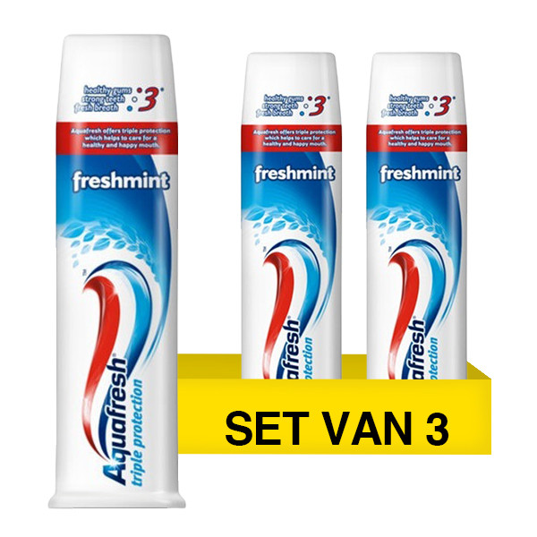 Aquafresh Aanbieding: 3x Aquafresh Freshmint tandpasta met pompje (100 ml)  SAQ00018 - 1