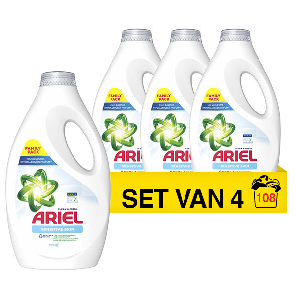 Ariel Aanbieding: Ariel vloeibaar wasmiddel Sensitive 1,215 liter (4 flessen - 108 wasbeurten)  SAR05163 - 1