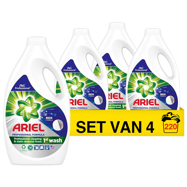 Ariel Aanbieding: Ariel wasmiddel vloeibaar Professional Regular 2,475 liter (4 flessen - 220 wasbeurten)  SAR05331 - 1