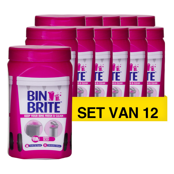 Bin Brite Aanbieding: 12x Bin Brite vuilnisbak verfrisser | Berry Blast (500 gram)  SBI00187 - 1