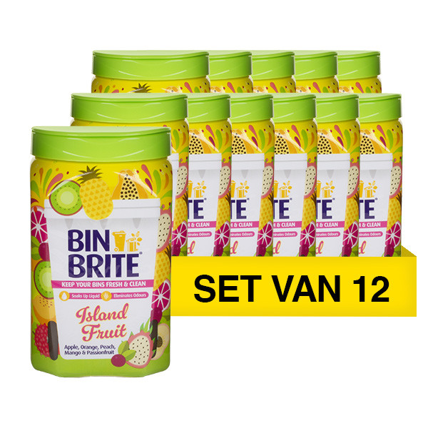 Bin Brite Aanbieding: 12x Bin Brite vuilnisbak verfrisser | Island fruit (500 gram)  SBI00196 - 1
