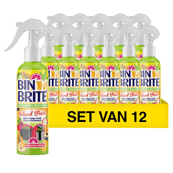 Bin Brite Aanbieding: 12x Bin Brite vuilnisbak verfrisser spray | Island fruit (400 ml)  SBI00199 - 1