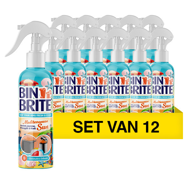Bin Brite Aanbieding: 12x Bin Brite vuilnisbak verfrisser spray | Mediterranean sun (400 ml)  SBI00198 - 1