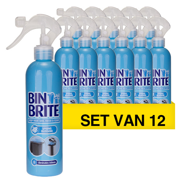 Bin Brite Aanbieding: 12x Bin Brite vuilnisbak verfrisser spray | Spring Blossom (400 ml)  SBI00190 - 1