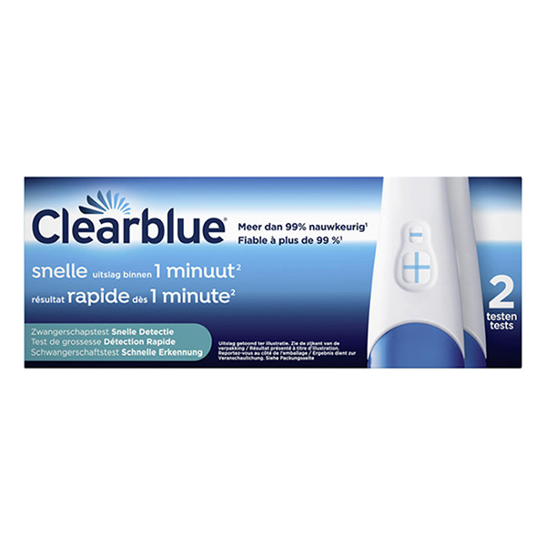 Clear Blue Zwangerschapstest Snelle Detectie (2 stuks)  SCL00019 - 1