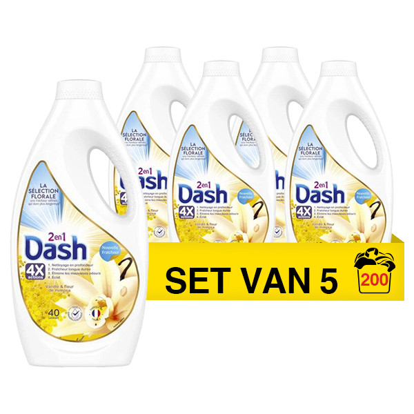 Dash Aanbieding: Dash 2-in-1 Vanilla & Mimosa vloeibaar wasmiddel 1,8 liter (5 flessen - 200 wasbeurten)  SDA05074 - 1