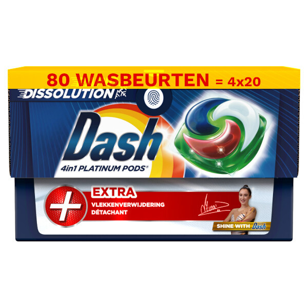 Dash Aanbieding: Dash All-in-1 Platinum pods (4 dozen - 80 wasbeurten)  SDA05057 - 1
