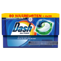 Dash Aanbieding: Dash All-in-1 Regular pods witte was (4 dozen - 80 wasbeurten)  SDA05061