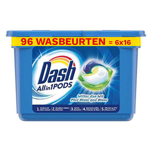 Dash Aanbieding: Dash All-in-1 pods Witter dan wit (6 dozen - 96 wasbeurten)  SDA05014 - 1