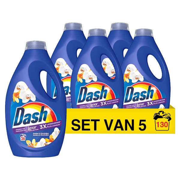 Dash Aanbieding: Dash vloeibaar wasmiddel Gouden Orchidee Lenor La Collection (5 flessen - 130 wasbeurten)  SDA05067 - 1