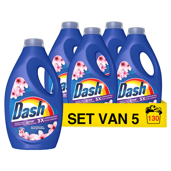 Dash Aanbieding: Dash vloeibaar wasmiddel Kersenbloesem Lenor La Collection (5 flessen - 130 wasbeurten)  SDA05071 - 1