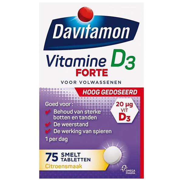 Onderhandelen ijs schuif Davitamon vitamine D3 Forte smeltabletten volwassenen (75 stuks) Davitamon  123schoon.nl