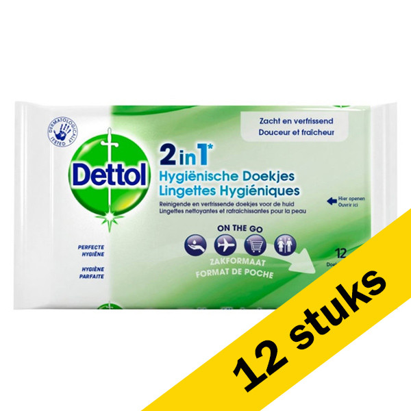 Dettol Aanbieding: 12x Dettol hygiënische doekjes 2-in-1 (12 stuks)  SDE00082 - 1