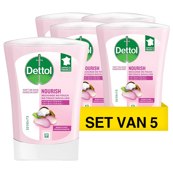 Dettol Aanbieding: 5x Dettol Handwasgel No-Touch Sheabutter Navulling (250 ml)  SDE01094 - 1