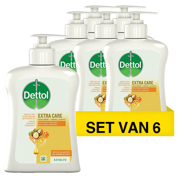 Dettol Aanbieding: 6x Dettol Handzeep Extra Care Honey & Sheabutter (250 ml)  SDE01084 - 1