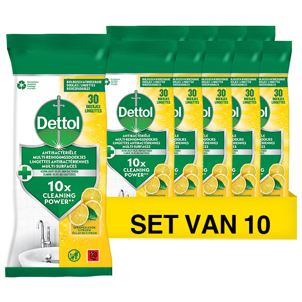 Dettol Aanbieding: Dettol Schoonmaakdoekjes Citrus (10 verpakkingen - 300 doekjes)  SDE01134 - 1