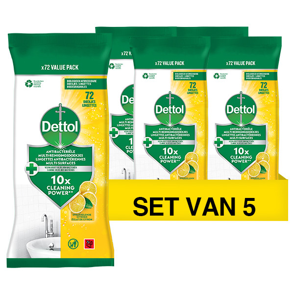 Dettol Aanbieding: Dettol Schoonmaakdoekjes Citrus (5 verpakkingen - 360 doekjes)  SDE01138 - 1