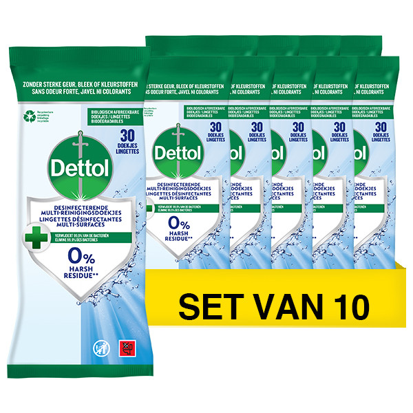 Dettol Aanbieding: Dettol Schoonmaakdoekjes Cleanser (10 verpakkingen - 300 doekjes)  SDE01132 - 1