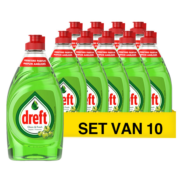 Dreft Aanbieding: Dreft Fresh & Clean afwasmiddel Appel (10 flessen - 340 ml)  SDR06318 - 1