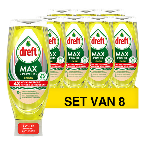 Dreft Aanbieding: Dreft Max Power afwasmiddel Lemon (8 flessen - 640 ml)  SDR06306 - 1
