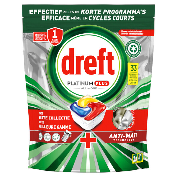 Dreft All-in-One Platinum Plus Vaatwastabletten Lemon (33 vaatwasbeurten)  SDR06261 - 1