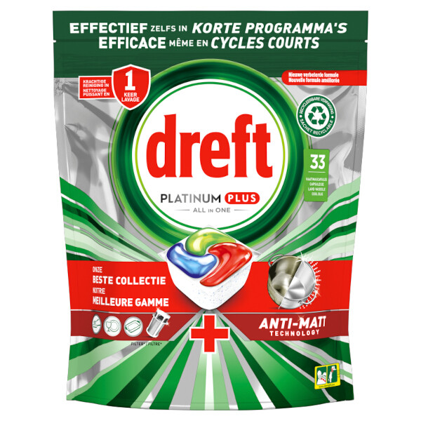 Dreft All-in-One Platinum Plus Vaatwastabletten Regular (33 vaatwasbeurten)  SDR06263 - 1