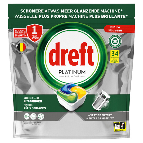 Dreft All-in-One Platinum Vaatwastabletten Citroen (34 vaatwasbeurten)  SDR06279 - 1