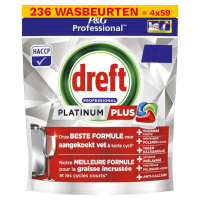 Dreft Professional Aanbieding: 4x Dreft Professional All-in-One Platinum+ vaatwastabletten Regular (236 vaatwasbeurten)  SDR06225