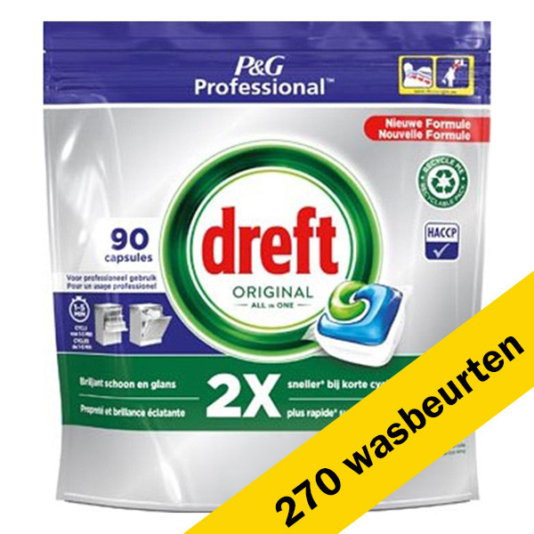 Dreft Professional Aanbieding: Dreft Professional All-in-One vaatwastabletten Regular (270 vaatwasbeurten)  SDR06140 - 1