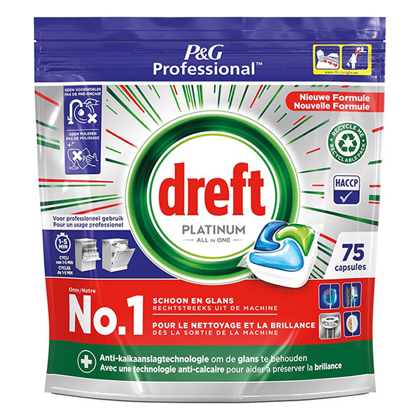 Dreft Professional All-In-One Platinum Vaatwastabletten Regular (75 vaatwasbeurten)  SDR06141 - 1