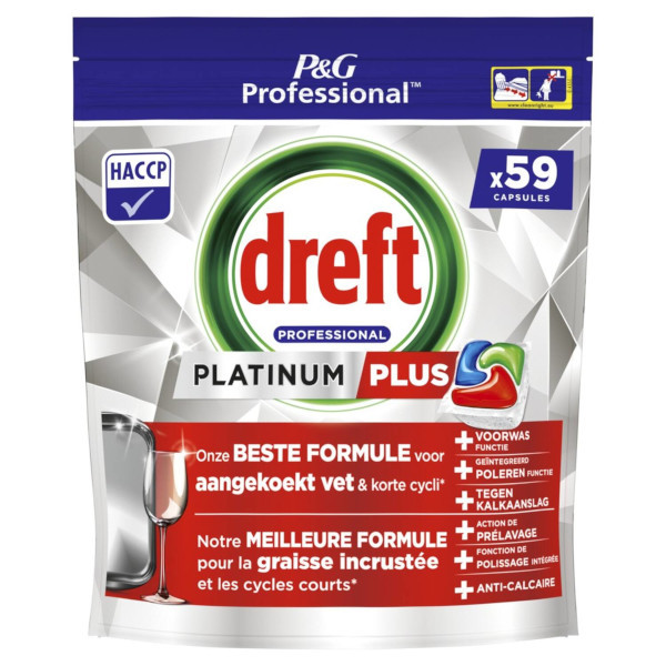 Dreft Professional All-in-One Platinum+ vaatwastabletten Regular (59 vaatwasbeurten)  SDR06224 - 1