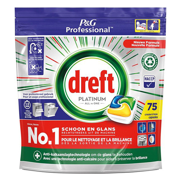 Dreft Professional All-in-One Platinum Vaatwastabletten Lemon (75 vaatwasbeurten)  SDR06143 - 1