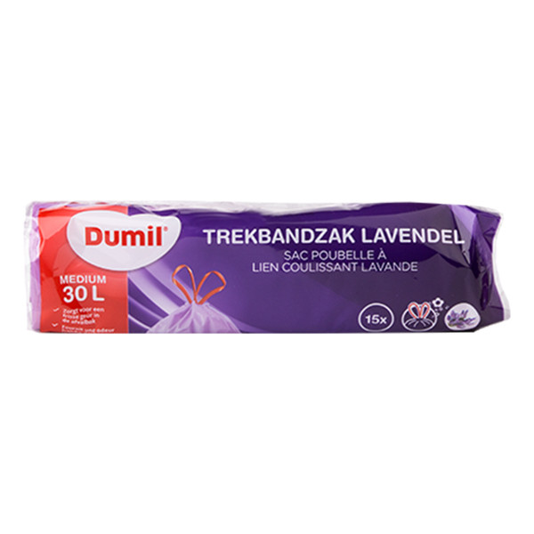 kever Eigenwijs Vergoeding Dumil geparfumeerde afvalzak | 30 liter | 15zakken | lavendel | met  trekband Dumil 123schoon.nl