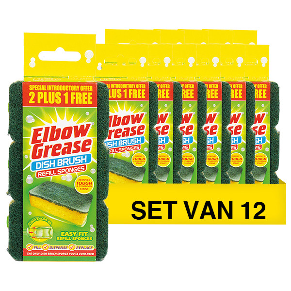 Elbow Grease Aanbieding: Elbow Grease Dish Brush Navulling (12 pakken - 3 stuks)  SEL01061 - 1