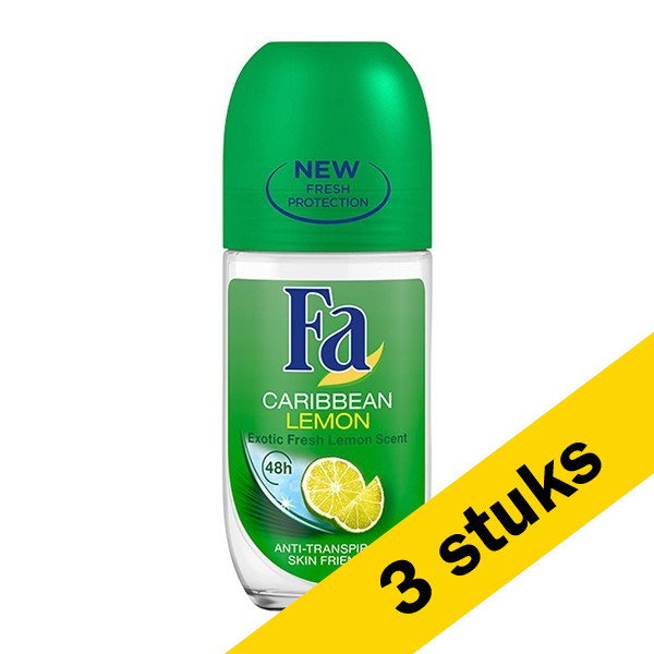 Fa Aanbieding: 3x Fa deoroller Caribbean Lemon (50 ml)  SFA05153 - 1