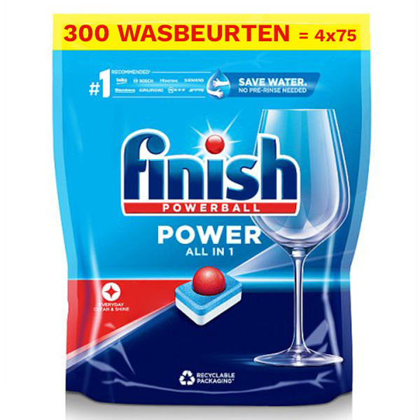 Finish Aanbieding: Finish Power All-in-1 vaatwastabletten Regular (4 zakken - 300 wasbeurten)  SFI01092 - 1
