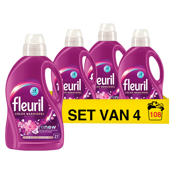 Fleuril Aanbieding: Fleuril Renew Bloesem vloeibaar wasmiddel 1,35 liter (4 flessen - 108 wasbeurten)  SFL00029 - 1