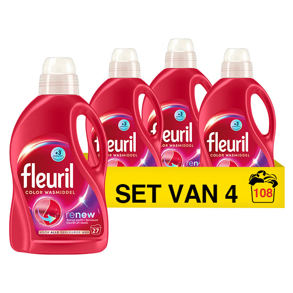 Fleuril Aanbieding: Fleuril Renew Color vloeibaar wasmiddel 1,35 liter (4 flessen - 108 wasbeurten)  SFL00023 - 1