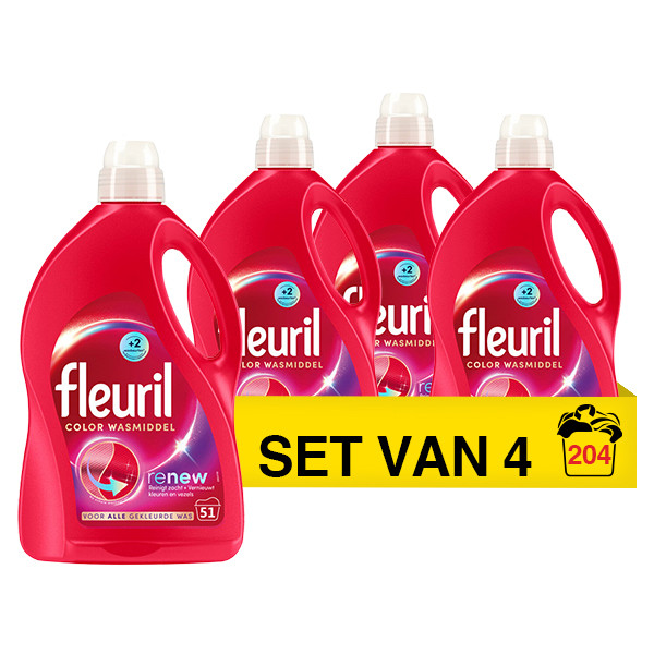 Fleuril Aanbieding: Fleuril Renew Color vloeibaar wasmiddel 2,55 liter (4 flessen - 204 wasbeurten)  SFL00031 - 1