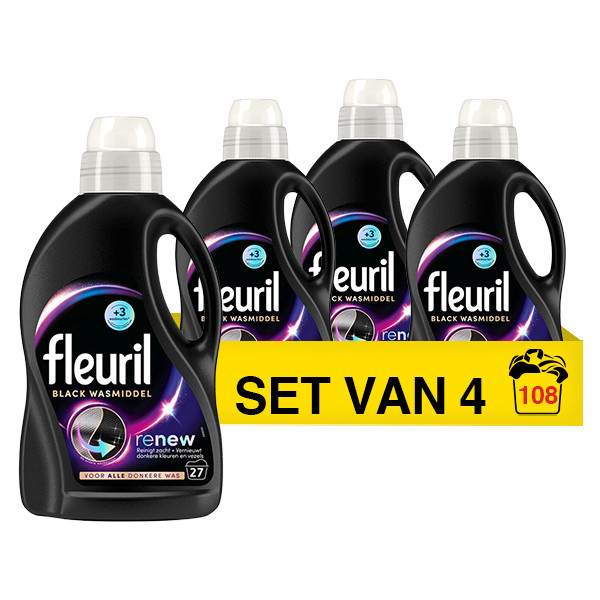 Fleuril Aanbieding: Fleuril Renew Zwart vloeibaar wasmiddel 1,35 liter (4 flessen - 108 wasbeurten)  SFL00025 - 1