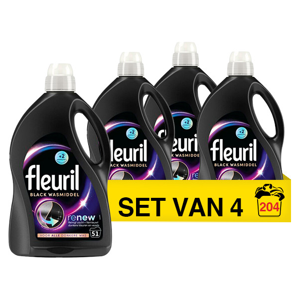 Fleuril Aanbieding: Fleuril Renew Zwart vloeibaar wasmiddel 2,55 liter (4 flessen - 204 wasbeurten)  SFL00033 - 1