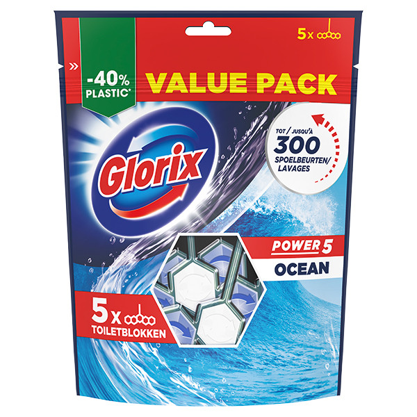 Glorix Power 5 Ocean Toiletblok  (5 stuks)  SGL00070 - 1