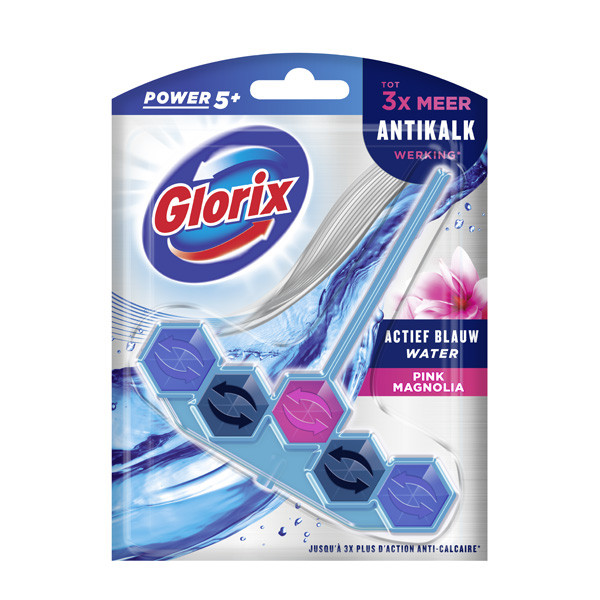 Glorix toiletblok Power 5 Blauw Water Pink Magnolia (53 gram)  SGL00048 - 1