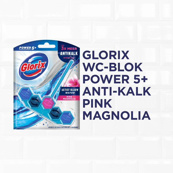 Glorix toiletblok Power 5 Blauw Water Pink Magnolia (53 gram)  SGL00048 - 3