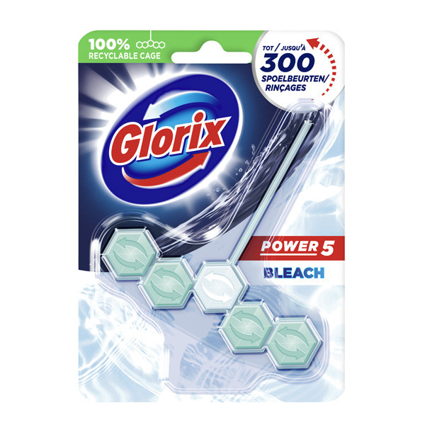 Glorix toiletblok Power 5 Bleach (55 gram)  SGL00044 - 1