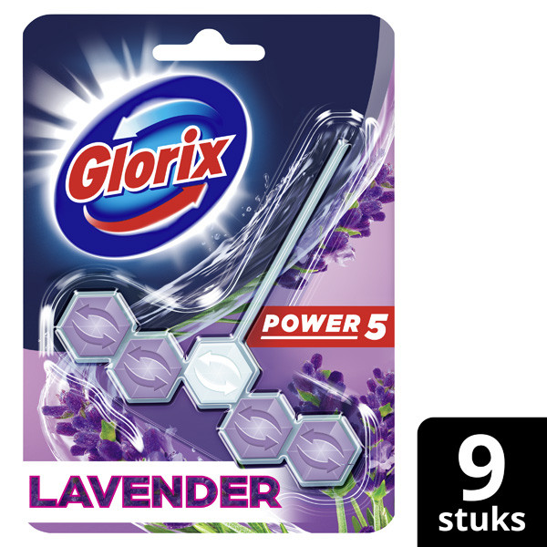 Glorix toiletblok Power 5 Lavendel 55 gram (9 stuks)  SGL00055 - 1