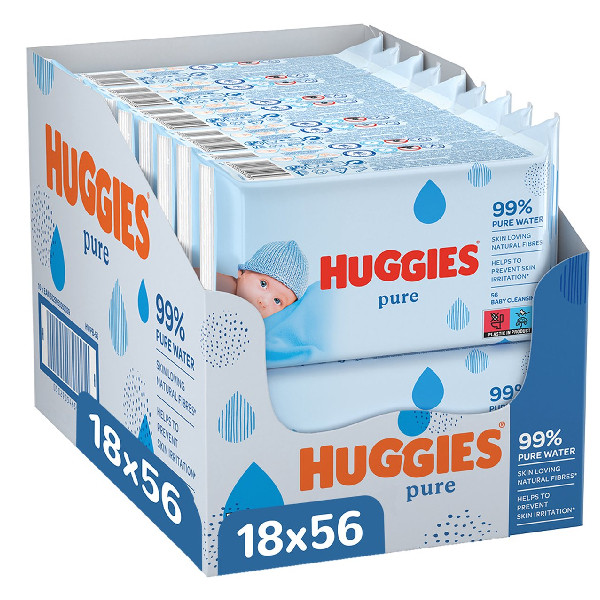 Huggies billendoekjes | Pure | 99% water | 18x 56 stuks (1008 doekjes)  SHU00040 - 1